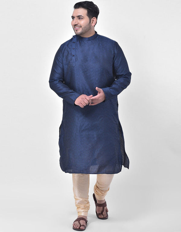 Navy Blue Kurta Dhupion Silk Chudidaar