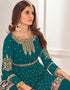 Rama Sharara style Salwar Suit Faux Georgette Salwar Kameez in Embroidery, Sequins & Lace Work Closure View