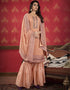 Peach Sharara style Suit Semi-Stitched Suits Salwar Kameez in Heavy Embroidery & Lace Work Closure View