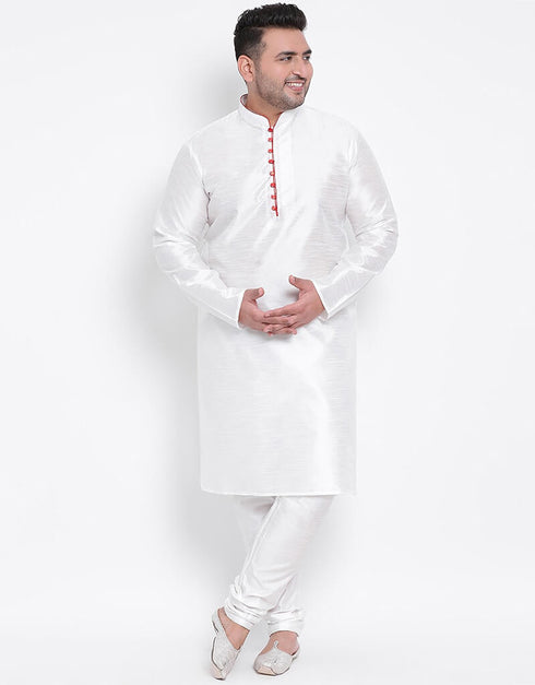White Kurta Dhupion Silk Chudidaar