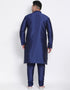 Navy Blue Kurta Dhupion Silk Chudidaar Closure View