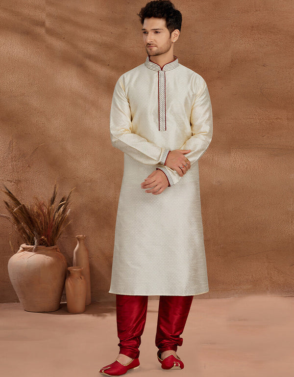 Cream Kurta Jaquard Churidar