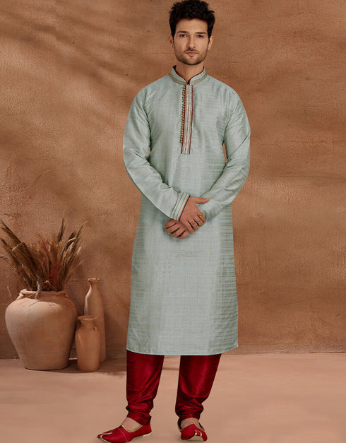 Light Pista Kurta Giccha Silk Churidar