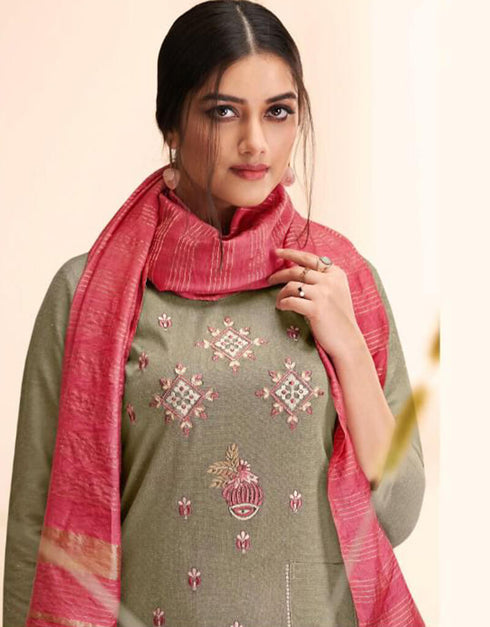 Green Massert Cotton Pant Salwar Suit Closure View