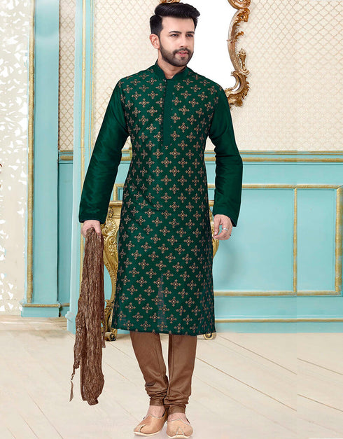 Rama Green Kurta Dhupion Silk Chudidaar