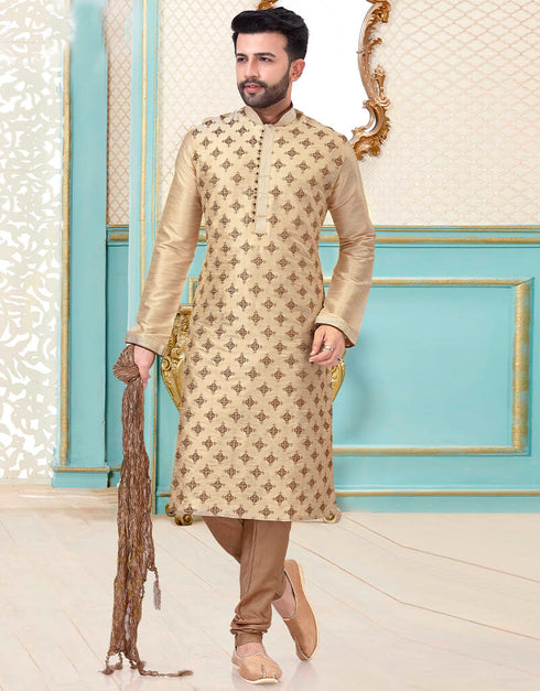 Cream Kurta Dhupion Silk Chudidaar