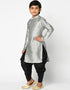 Gray Kurta Pajama Dhupion Silk Closure View
