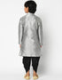Gray Kurta Pajama Dhupion Silk Closure View