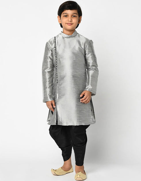 Gray Kurta Pajama Dhupion Silk
