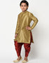 Gold Kurta Pajama Dhupion Silk Closure View