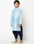Sky Blue Kurta Pajama Dhupion Silk Closure View