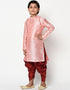 Light Pink Kurta Pajama Dhupion Silk Closure View