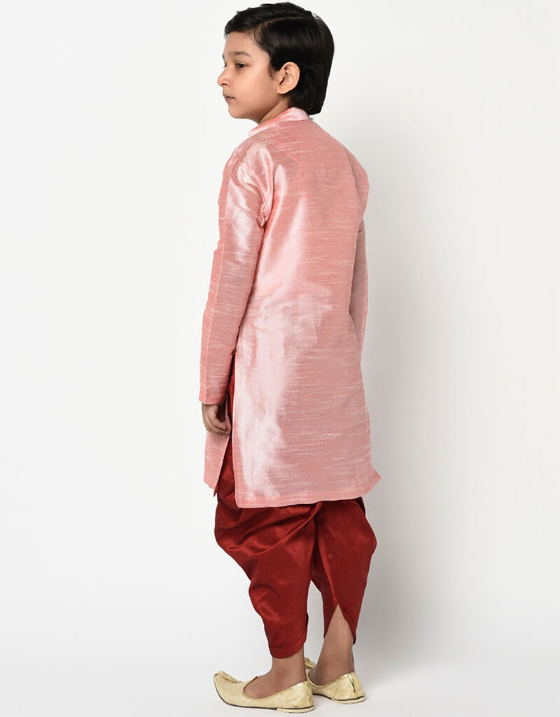 White Kurta Pajama Dhupion Silk