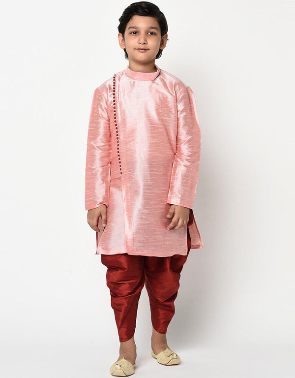 Light Pink Kurta Pajama Dhupion Silk