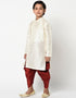 White Kurta Pajama Dhupion Silk Closure View