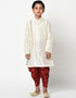 White Kurta Pajama Dhupion Silk