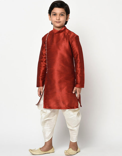Maroon Kurta Pajama Dhupion Silk Closure View