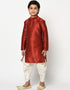 Maroon Kurta Pajama Dhupion Silk Closure View