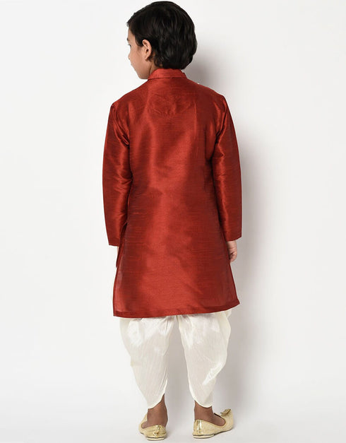 Maroon Kurta Pajama Dhupion Silk Closure View