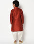 Maroon Kurta Pajama Dhupion Silk Closure View