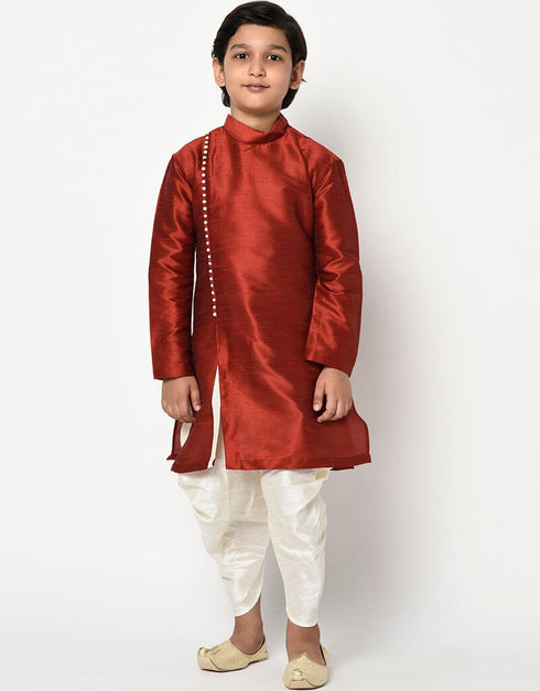 Maroon Kurta Pajama Dhupion Silk