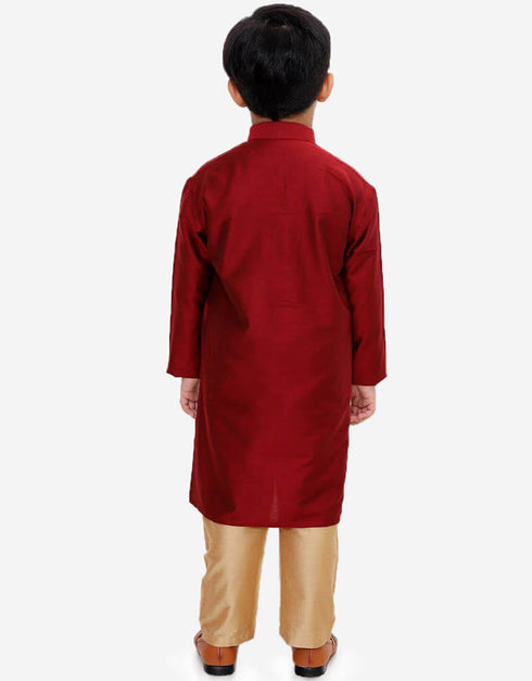 Maroon Kurta Pajama Dhupion Silk Closure View