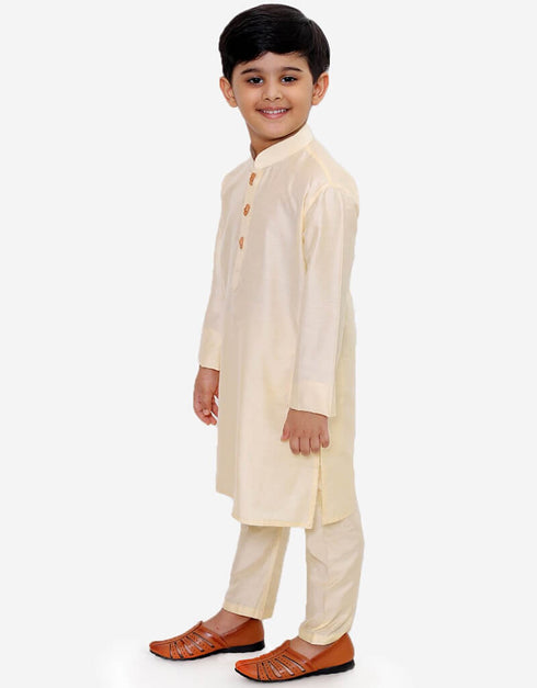 Cream Kurta Pajama Dhupion Silk Closure View
