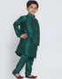 Teal Green Kurta Pajama Dhupion Silk Closure View