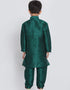 Teal Green Kurta Pajama Dhupion Silk Closure View