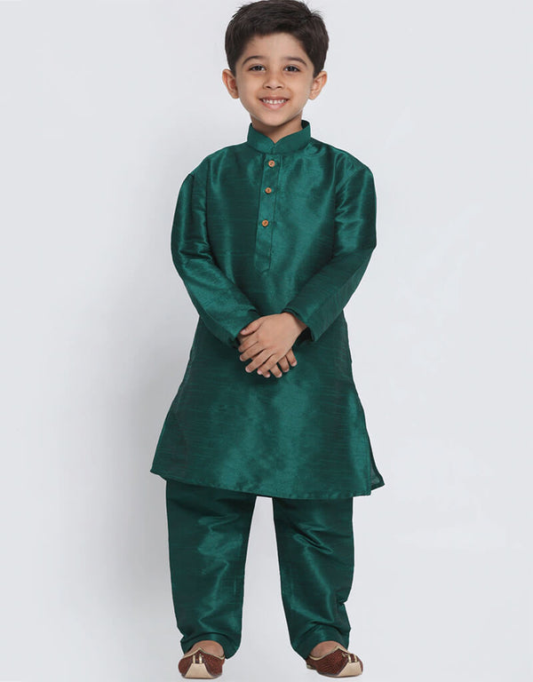 Teal Green Kurta Pajama Dhupion Silk