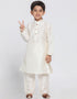 White Kurta Pajama Dhupion Silk Closure View