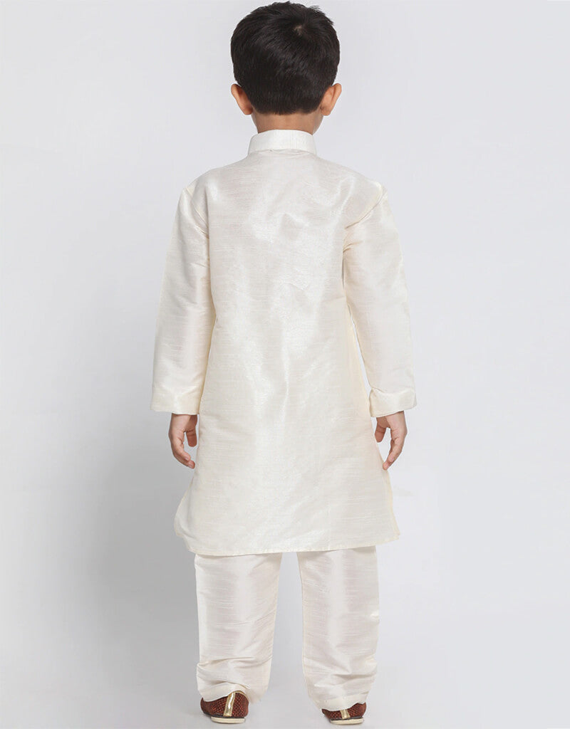 White Kurta Pajama Dhupion Silk White Simple Arabic attire