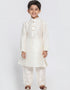 White Kurta Pajama Dhupion Silk