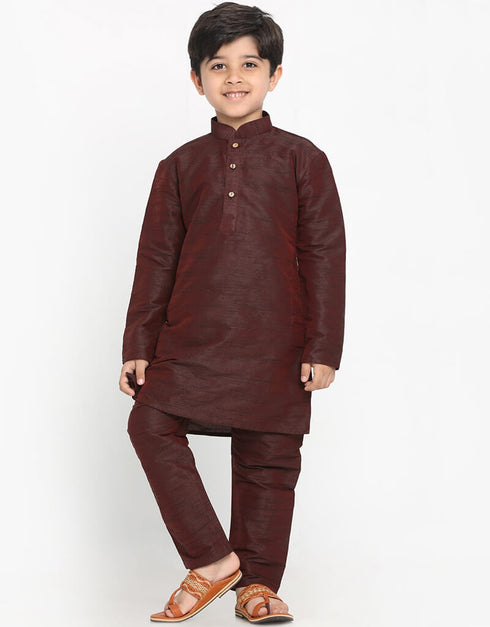 Brown Kurta Pajama Dhupion Silk