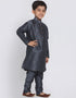 Dark Gray Kurta Pajama Dhupion Silk Closure View
