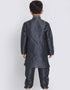 Dark Gray Kurta Pajama Dhupion Silk Closure View