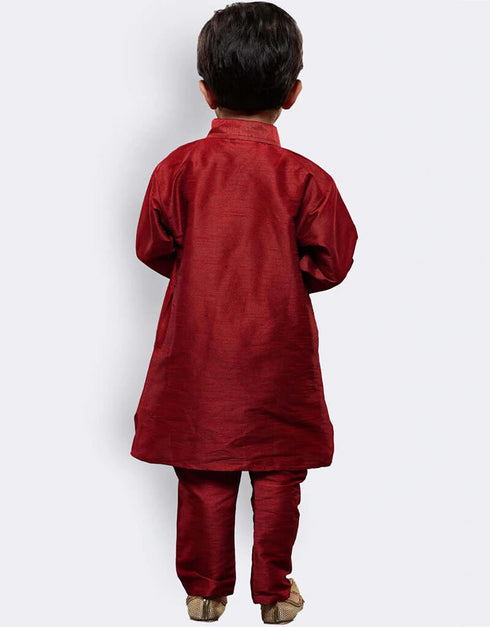 Maroon Kurta Pajama Dhupion Silk Closure View