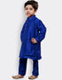 Blue Kurta Pajama Dhupion Silk Closure View