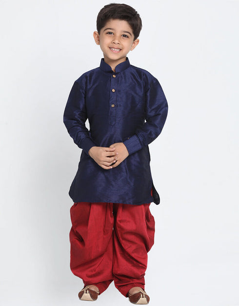 Navy Blue Kurta Pajama Dhupion Silk