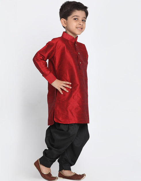 Maroon Kurta Pajama Dhupion Silk Closure View