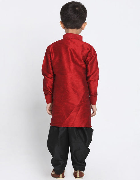Maroon Kurta Pajama Dhupion Silk Closure View