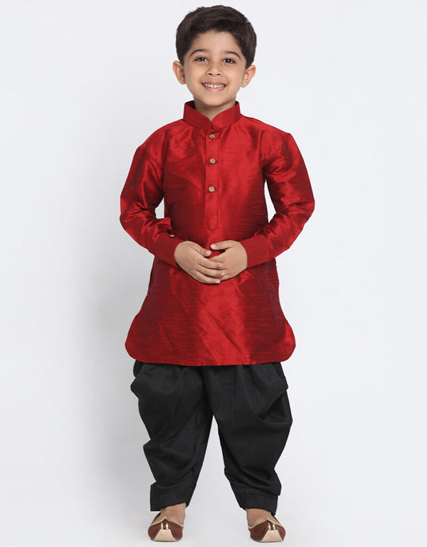 Maroon Kurta Pajama Dhupion Silk