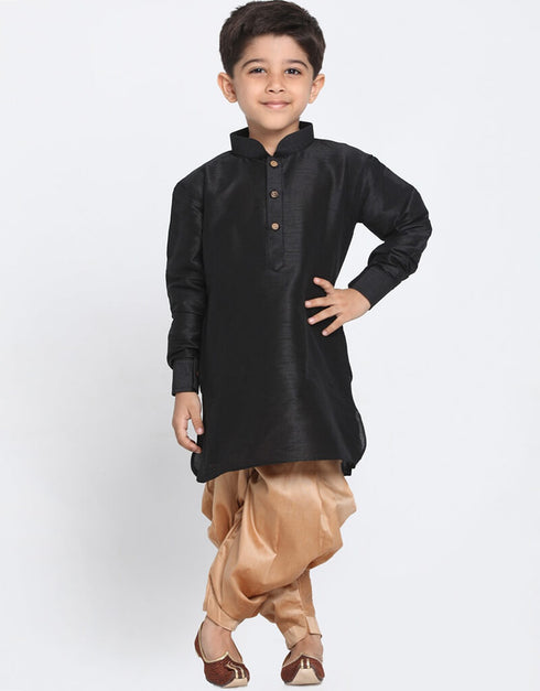 Black Kurta Pajama Dhupion Silk