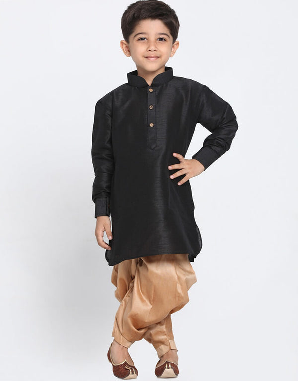 Black Kurta Pajama Dhupion Silk