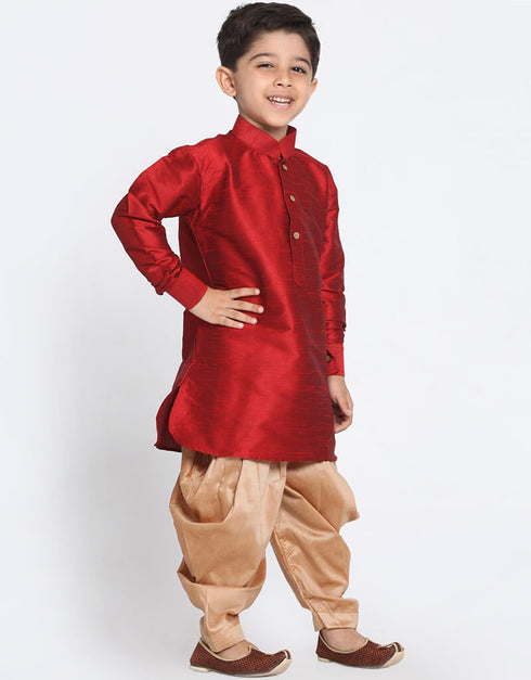 Maroon Kurta Pajama Dhupion Silk Closure View