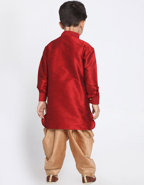 Maroon Kurta Pajama Dhupion Silk Closure View