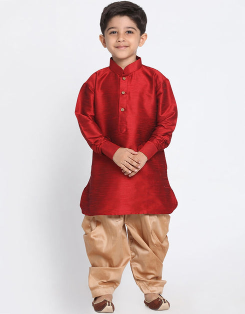 Maroon Kurta Pajama Dhupion Silk