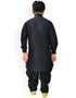 Black Kurta Pajama Dhupion Silk Closure View
