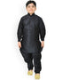 Black Kurta Pajama Dhupion Silk