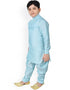 Sky Blue Kurta Pajama Dhupion Silk Closure View